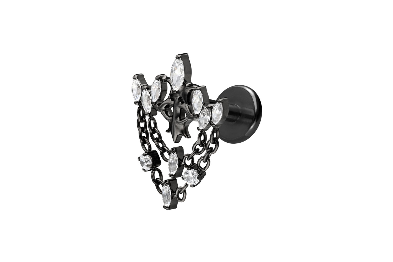 Titan Labret Piercing mit Innengewinde GOTISCHE KRONE + KETTEN